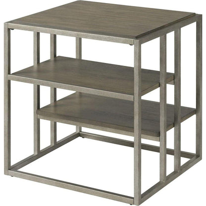 Padena Metal Frame Wood Living Room End Table with Shelf