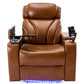 Power Motion Recliner with USB Charging Port and Hidden Arm Storage, Home Theater Seating with Convenient Cup Holder Design, and stereo(Light Brown)