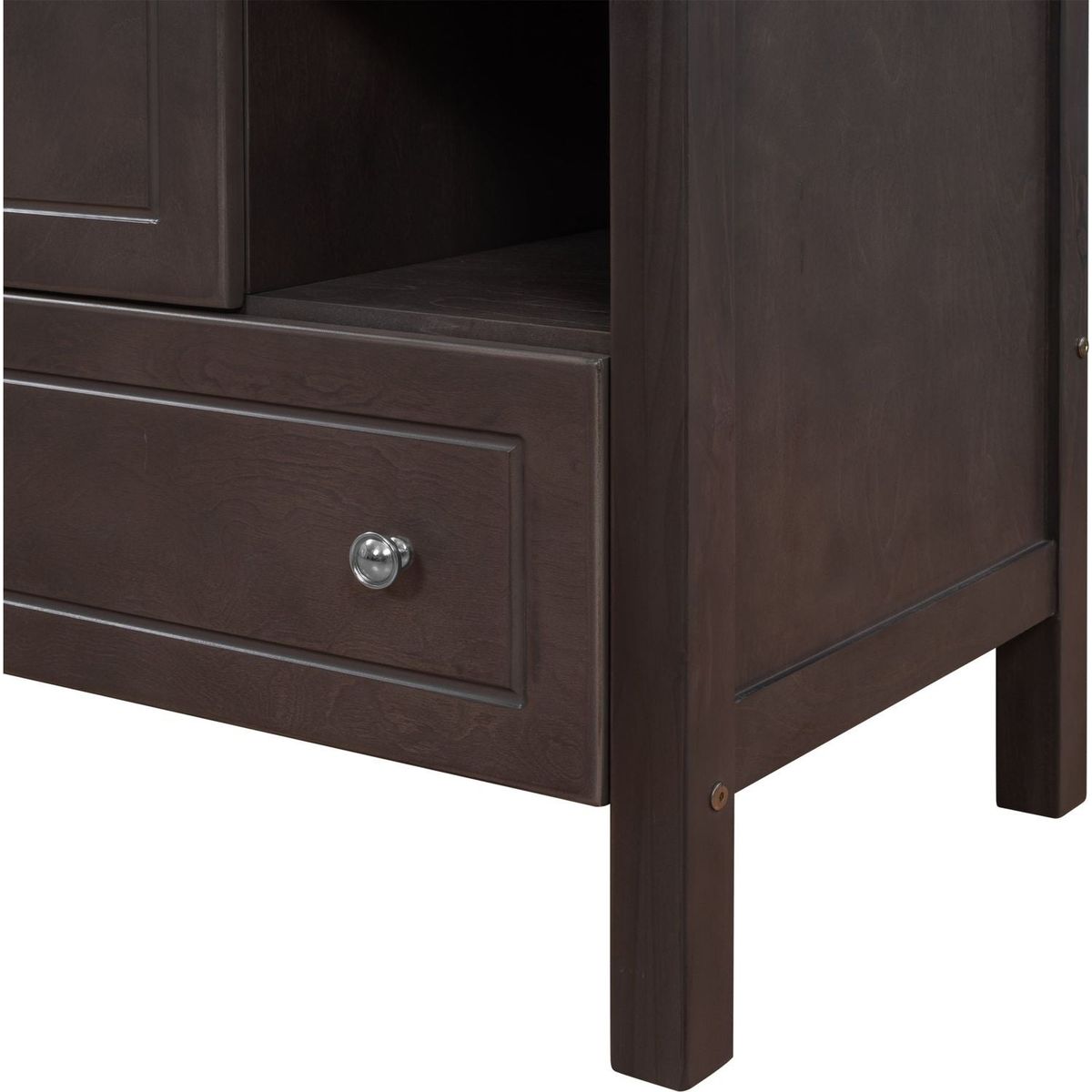 30" Bathroom Vanity with Sink, Bathroom Storage Cabinet with Doors and Drawers, Solid Wood Frame, Ceramic Sink, Brown