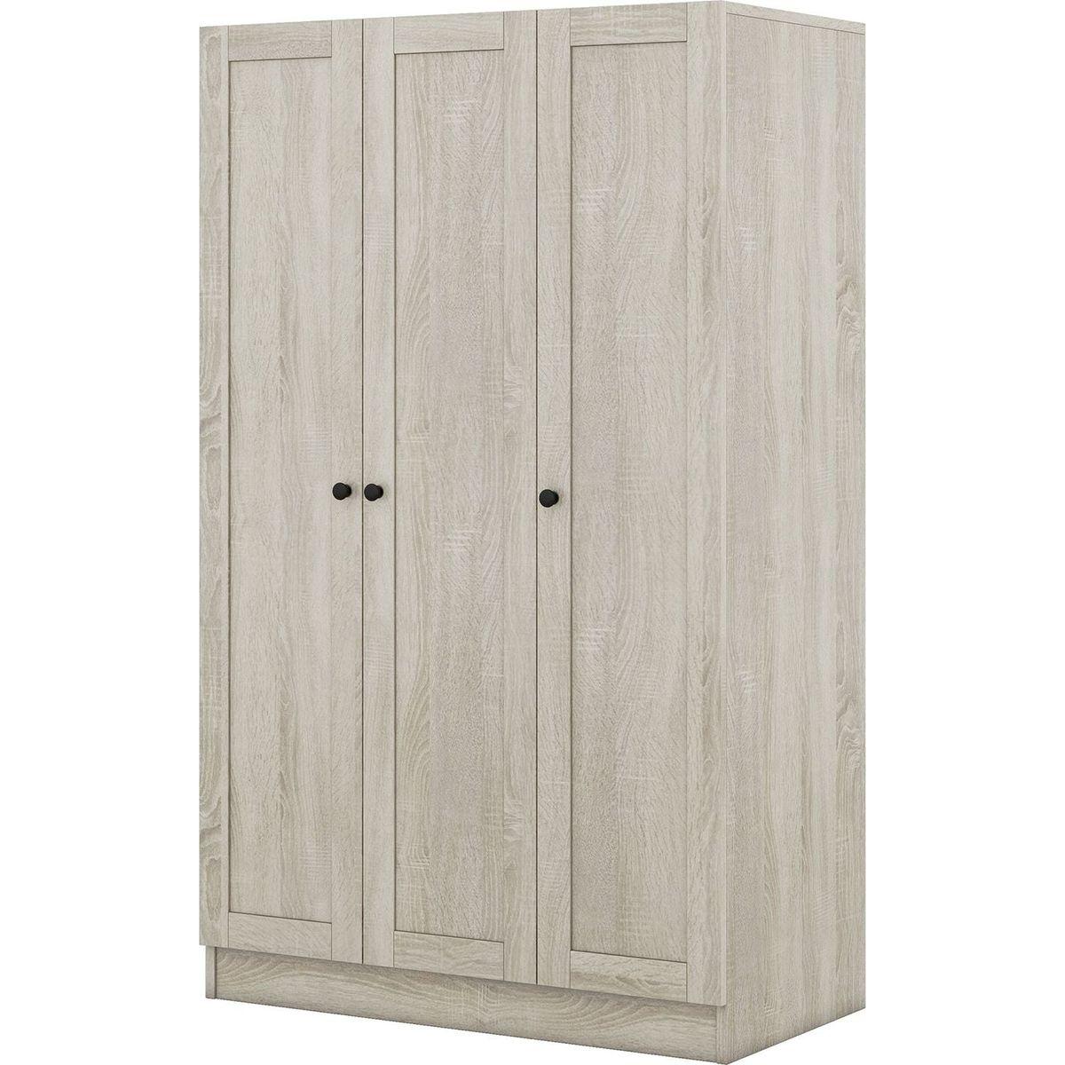 3-Door Shutter Wardrobe with shelves, Gray