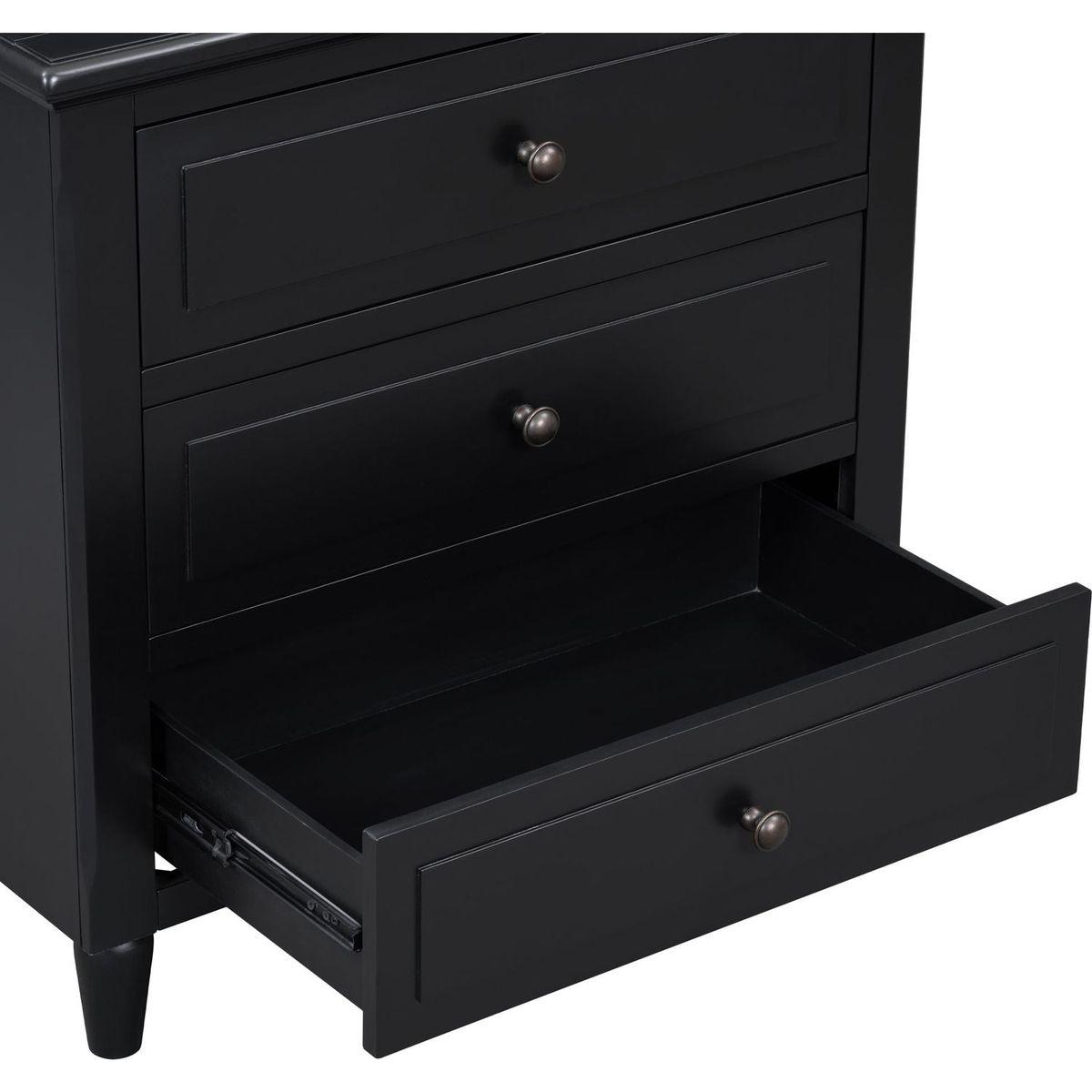 3-Drawer Nightstand Storage Wood Cabinet