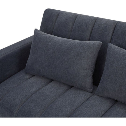 55.9" Convertible Sofa Bed Loveseat Sofa with Three USB Ports, Two Side Pockets, Two Cup Holders and 360Swivel Phone Holder for Living Room, Blue Grey