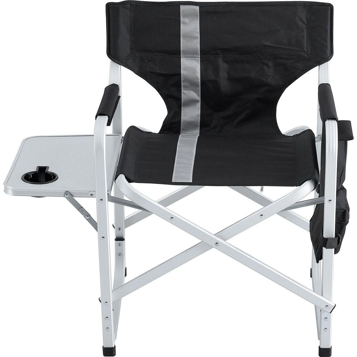 2-piece Padded Folding Outdoor Chair with Side Table and Storage Pockets,Lightweight Oversized Directors Chair for indoor, Outdoor Camping, Picnics and Fishing,Black/Grey