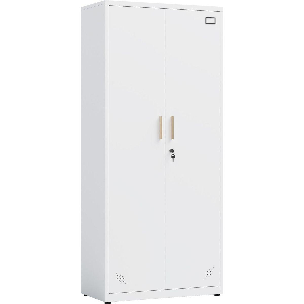 High Storage Cabinet with 2 Doors and 4 Partitions to Separate 5 Storage Spaces, Home/ Office Design