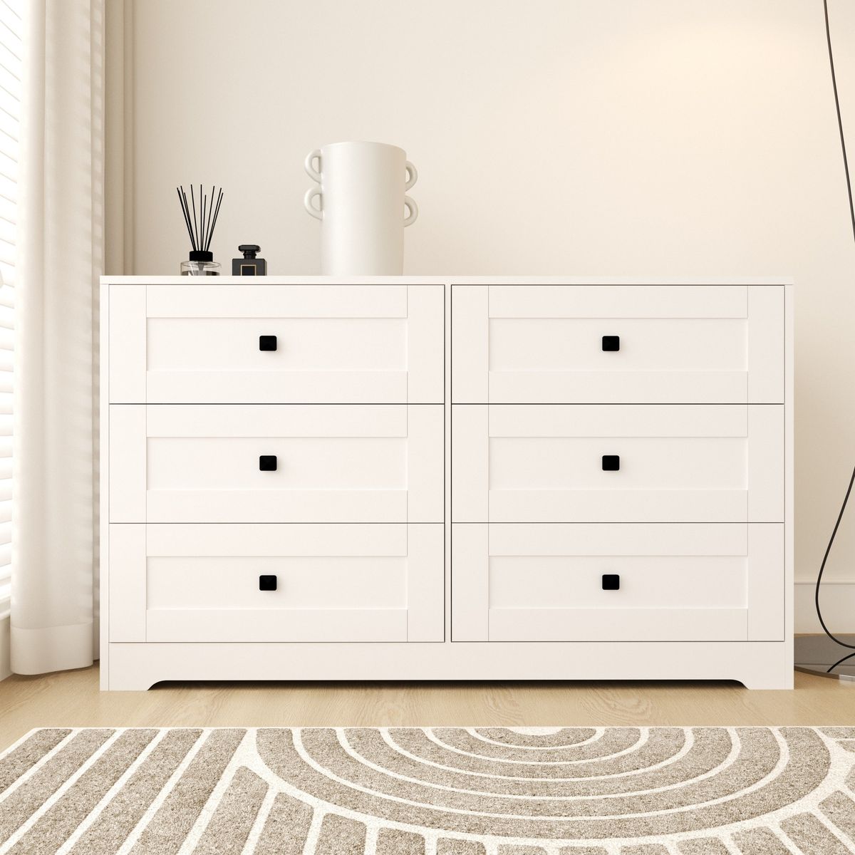 Chest Of Drawer with 6 drawers white color farm door