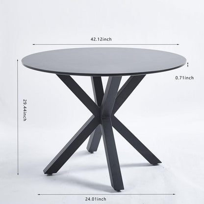 42.1"BLACK Table Mid-century Dining Table for 4-6 people With Round Mdf Table Top, Pedestal Dining Table, End Table Leisure Coffee Table,cross leg