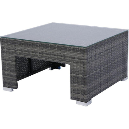 7-Piece Patio Furniture Set w/Retractable Canopy Wicker Rattan Sectional Sofa Set Patio Furniture with Washable Cushions for Lawn, Garden, Backyard, Poolside Grey wicker + Black Cushion