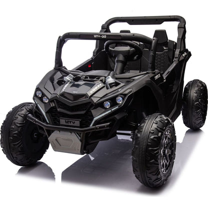 24V Two-Seater Kids Ride On UTV W/Parents Remote Control,Four-Wheel Suspension,Slow Start,Large wheel design,Anti-collision bar,Storage space,Music,USB,Bluetooth,Volume control,LED lights for Kids 3+.