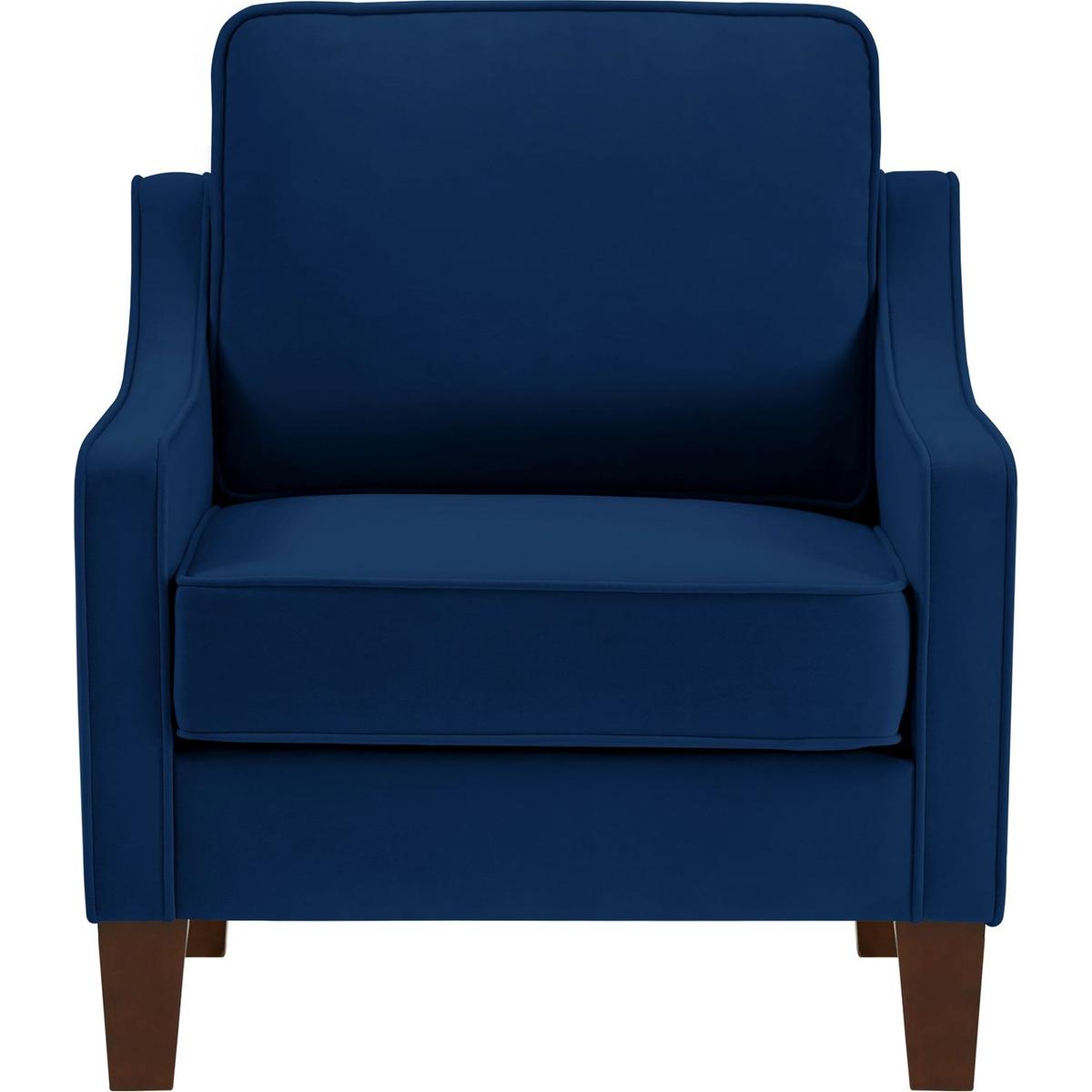 Modern Armchair, Living Room Single Seat Sofa Chair with Wooden Legs, Upholstered Velvet Accent Chair for Living Room, Bedroom,Navy