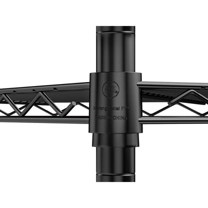 6 Tier Shelf Corner Wire Shelf Rack Pentagonal Shelves Adjustable Metal Heavy Duty Free Standing Corner Storage Display Chrome Rack for Bathroom, Living Room, Kitchen - Black