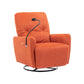 270 Degree Swivel Electric Recliner Home Theater Seating Single Reclining Sofa Rocking Motion Recliner with a Phone Holder for Living Room, Orange