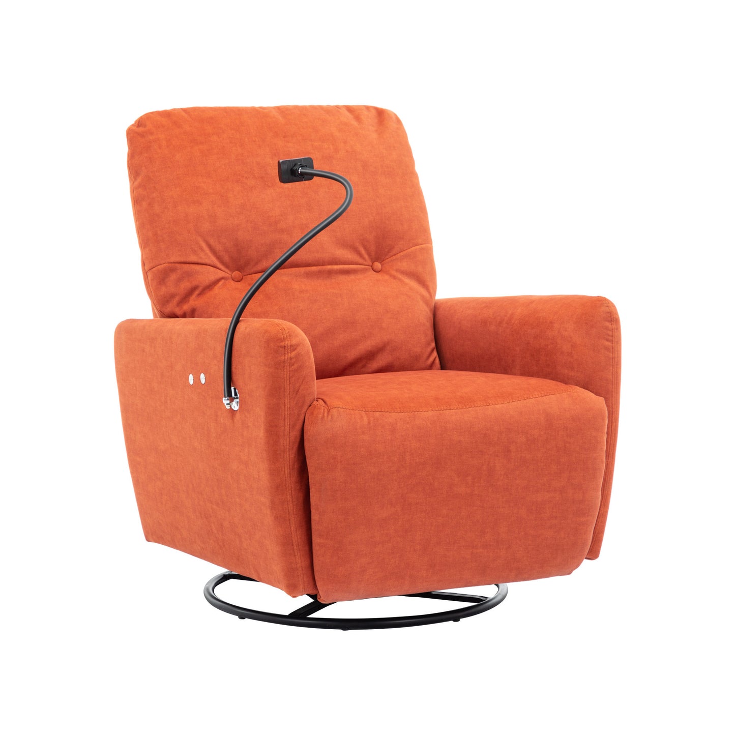 270 Degree Swivel Electric Recliner Home Theater Seating Single Reclining Sofa Rocking Motion Recliner with a Phone Holder for Living Room, Orange