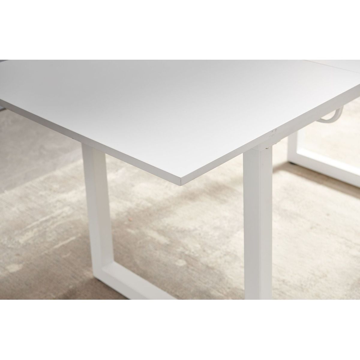 white color,Square Extendable Dining Table with metal leg,Modern Space Saving Kitchen Table for Living Room( 70.86" W x 31.5" D x 29.5" H)