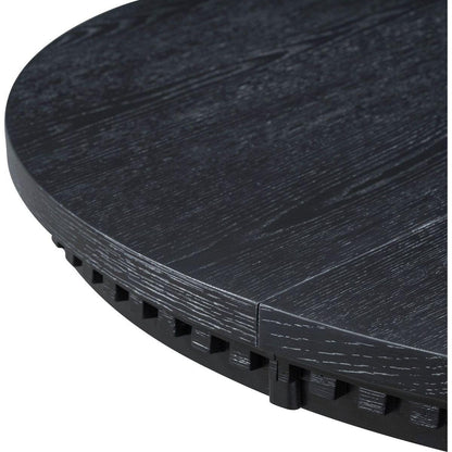 Retro 5-piece Dining Set Extendable Round Table and 4 Chairs for Kitchen Dining Room (BLACK OAK)