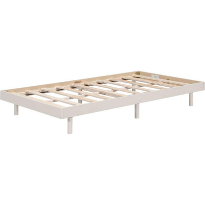 Modern Design Twin Size Floating Platform Bed Frame for White Washed Color