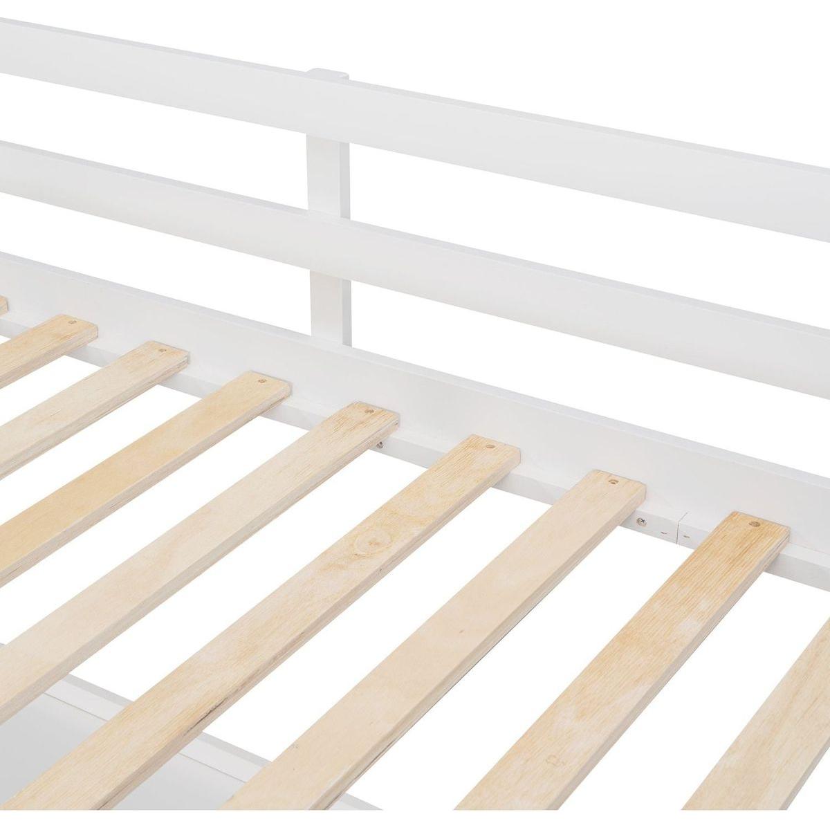 Twin size Loft Bed with Drawers and Desk, Wooden Loft Bed with Shelves - White