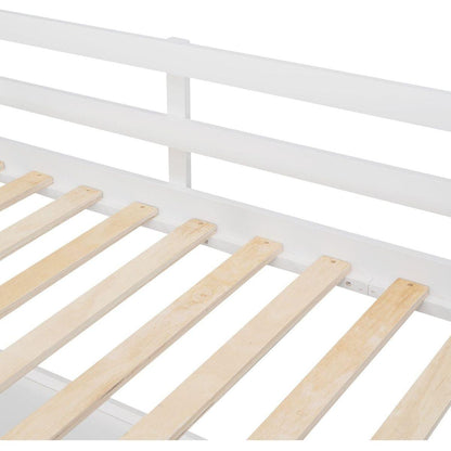 Twin size Loft Bed with Drawers and Desk, Wooden Loft Bed with Shelves - White