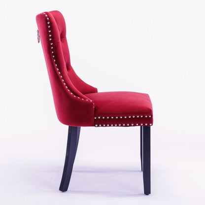 Classic Velvet Dining Chairs, High-end Tufted Solid Wood Contemporary Velvet Upholstered Dining Chair with Wood Legs Nailhead, SET OF 2,Burgundy, Wine Red