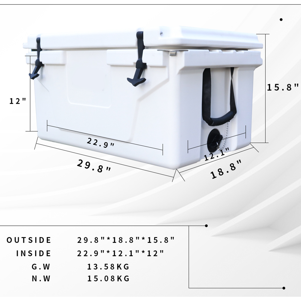 White outdoor Camping Picnic Fishing portable cooler 65QT Portable Insulated Cooler Box