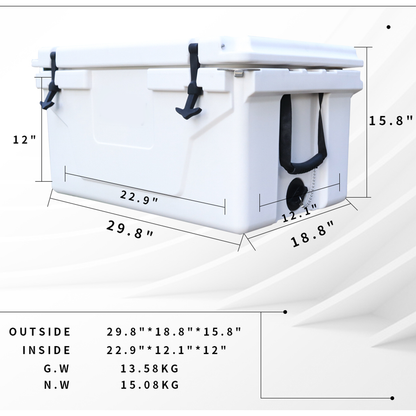 White outdoor Camping Picnic Fishing portable cooler 65QT Portable Insulated Cooler Box