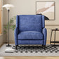 Oversized Textured Fabric Pushback Recliner, Navy Blue and Dark Brown