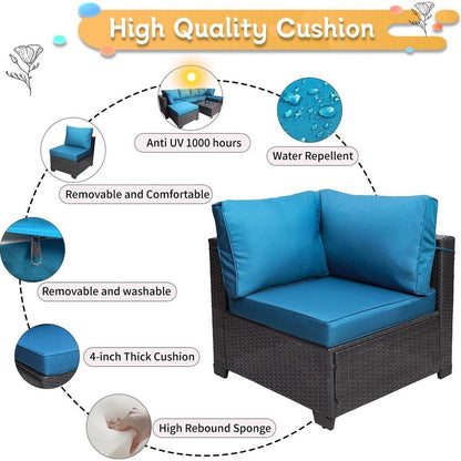 Outdoor Garden Patio Furniture 7-Piece PE Rattan Wicker Cushioned Sofa Sets and Coffee Table, patio furniture set;outdoor couch;outdoor couch patio furniture;outdoor sofa;patio couch