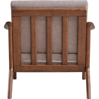 Lide Accent Chair, Light Brown Fabric & Brown Finish