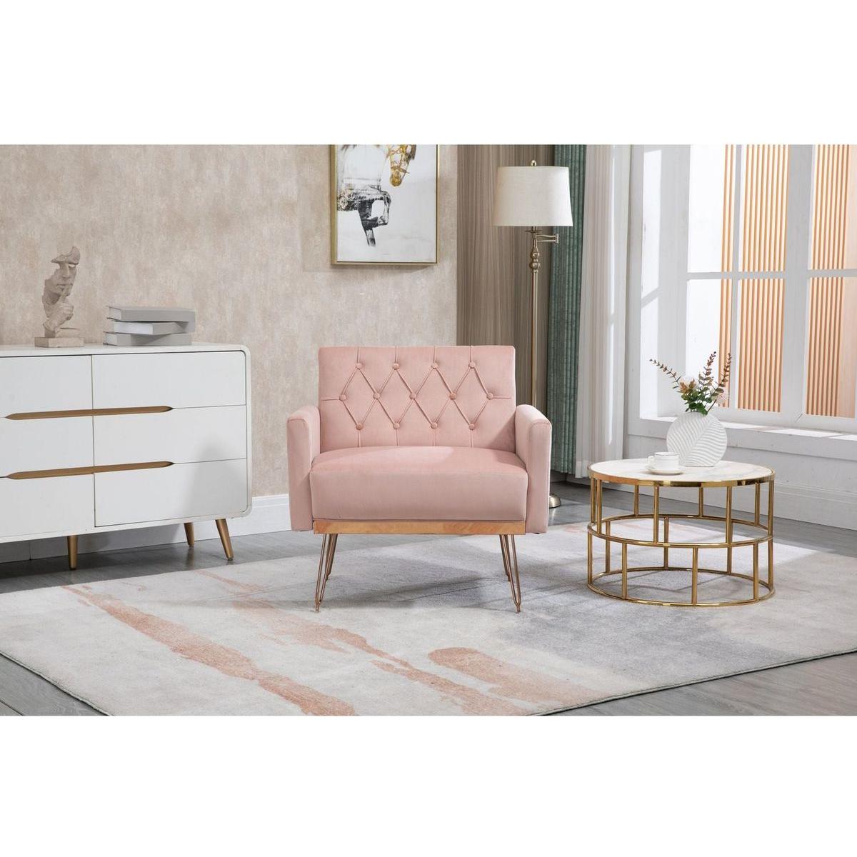 Accent Chair, leisure single sofa with Rose Golden feet