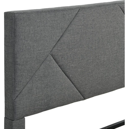 Full Size Upholstered Platform Bed Frame with Headboard, Strong Wood Slat Support, Mattress Foundation, No Box Spring Needed, Easy Assembly, Gray