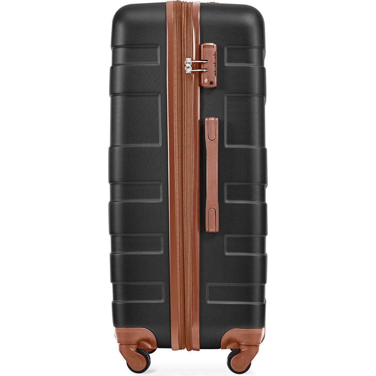 Luggage Sets New Model Expandable ABS Hardshell 3pcs Clearance Luggage Hardside Lightweight Durable Suitcase sets Spinner Wheels Suitcase with TSA Lock 20"24"28"(black and brown)