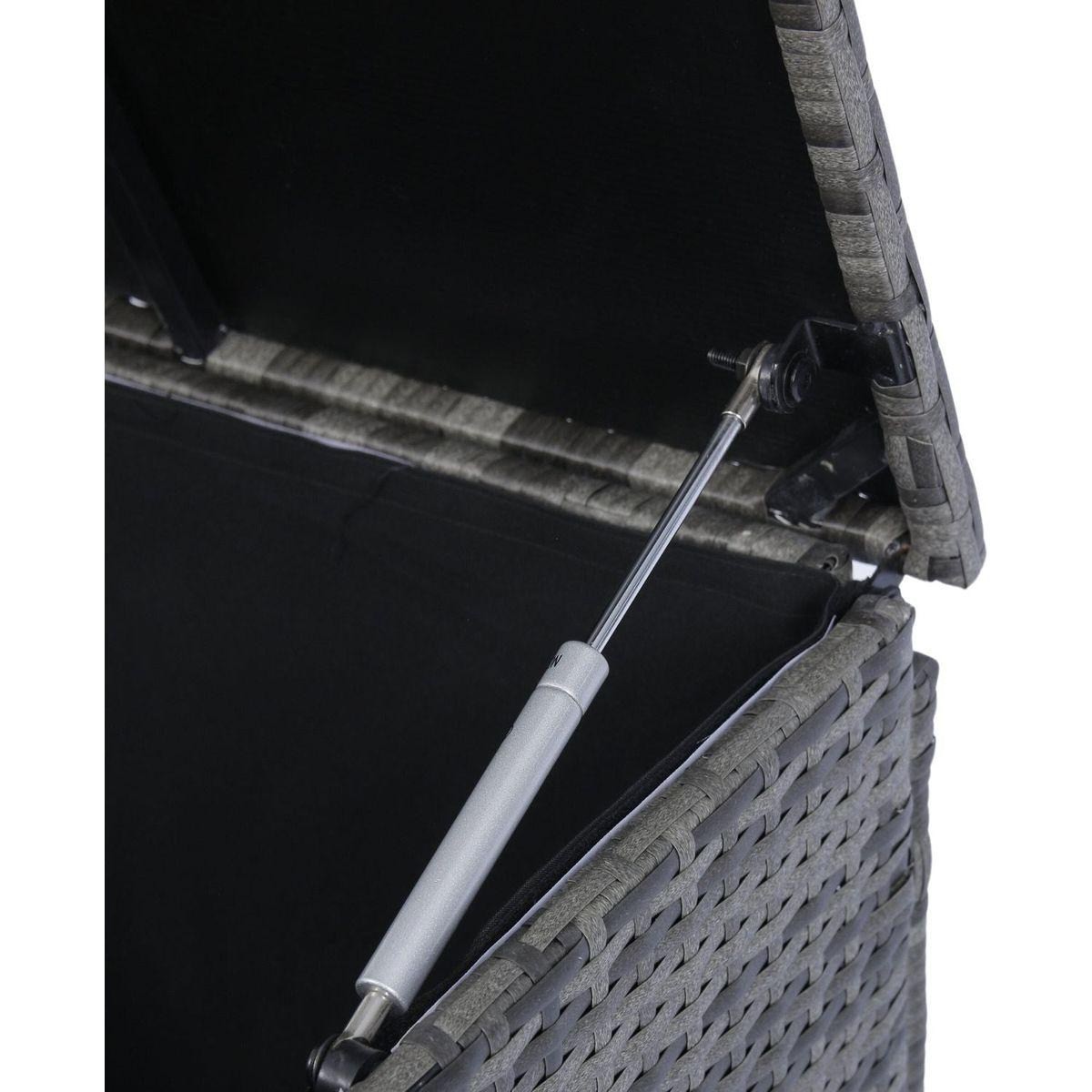 8 Piece Patio Sectional Wicker Rattan Outdoor Furniture Sofa Set with One Storage Box Under Seat and Cushion Box Grey wicker + Black Cushion + Clear Glass Top