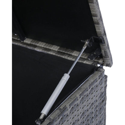 8 Piece Patio Sectional Wicker Rattan Outdoor Furniture Sofa Set with One Storage Box Under Seat and Cushion Box Grey wicker + Black Cushion + Clear Glass Top