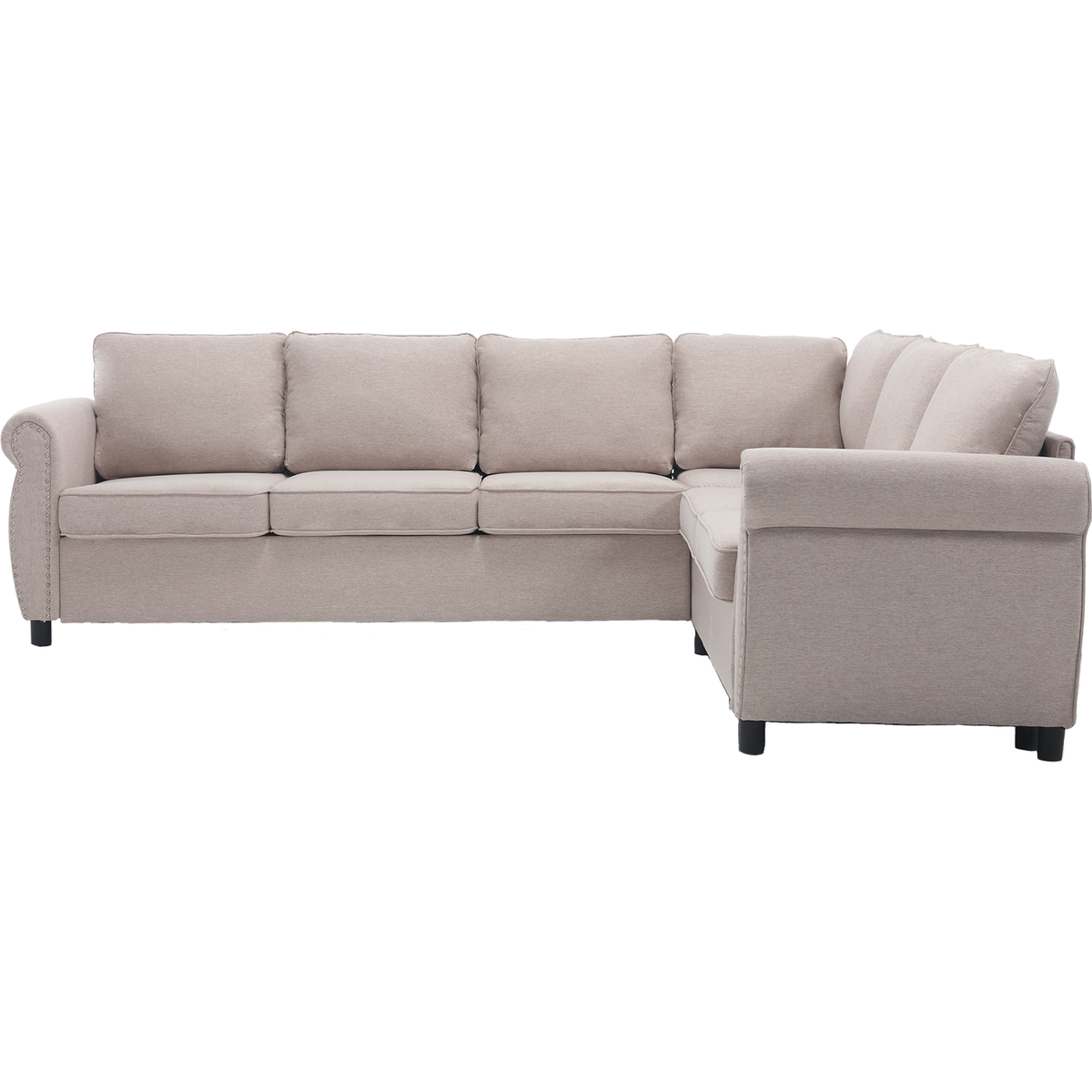 Sleeper Sofa, 2 in 1 Pull Out Couch Bed,6 seater sofa bed, L Shaped Sleeper Sectional Sofa Couch,Riveted sofa,104" Large combined sofa Bed in living room, Beige