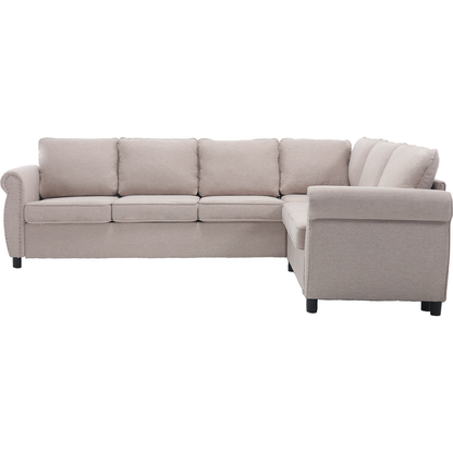 Sleeper Sofa, 2 in 1 Pull Out Couch Bed,6 seater sofa bed, L Shaped Sleeper Sectional Sofa Couch,Riveted sofa,104" Large combined sofa Bed in living room, Beige