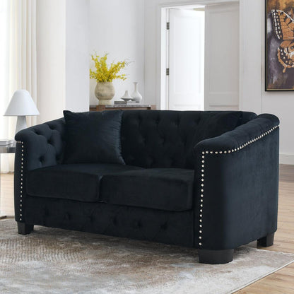 3-seater + 2-seater Combination sofa.Velvet black