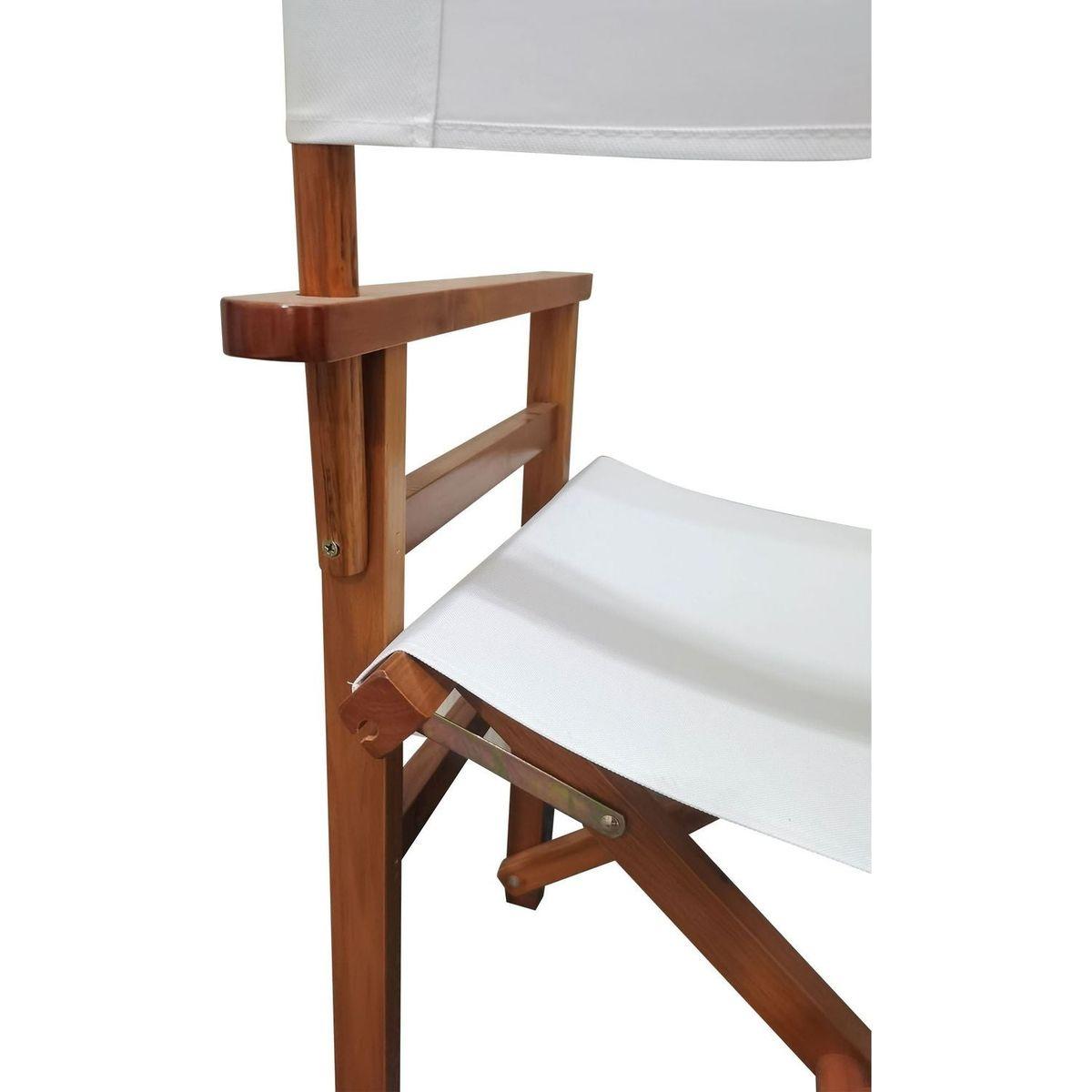 Folding Chair Wooden Director Chair Canvas Folding Chair Folding Chair 2pcs/set populus + Canvas (Color : White)