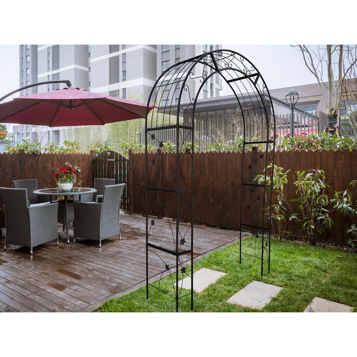 Metal Garden Arch Garden Arbor Trellis Climbing Plants Support Arch Outdoor Arch Wedding Arch Party Events Archway Black