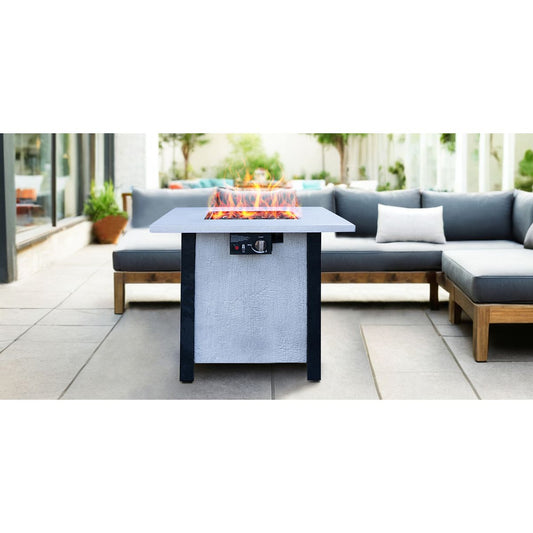 25' H Outdoor Patio Propane Gas Fire Pit Table - 50,000 BTU High-temperature-resistant carving process for environmentally friendly materials with the effect of charcoal grain