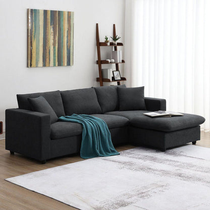 100.4x64.6" Modern Sectional Sofa,L-shaped Couch Set with 2 Free pillows,4-seat Polyester Fabric Couch Set with Convertible Ottoman for Living Room, Apartment, Office,4 Colors