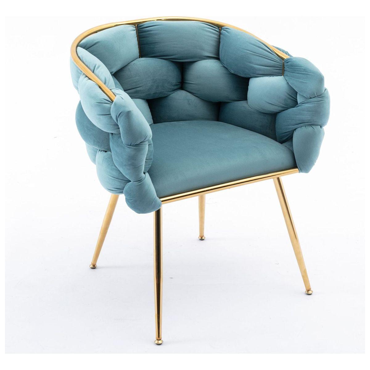 Luxury modern simple leisure velvet single sofa chair bedroom lazy person household dresser stool manicure table back chair blue