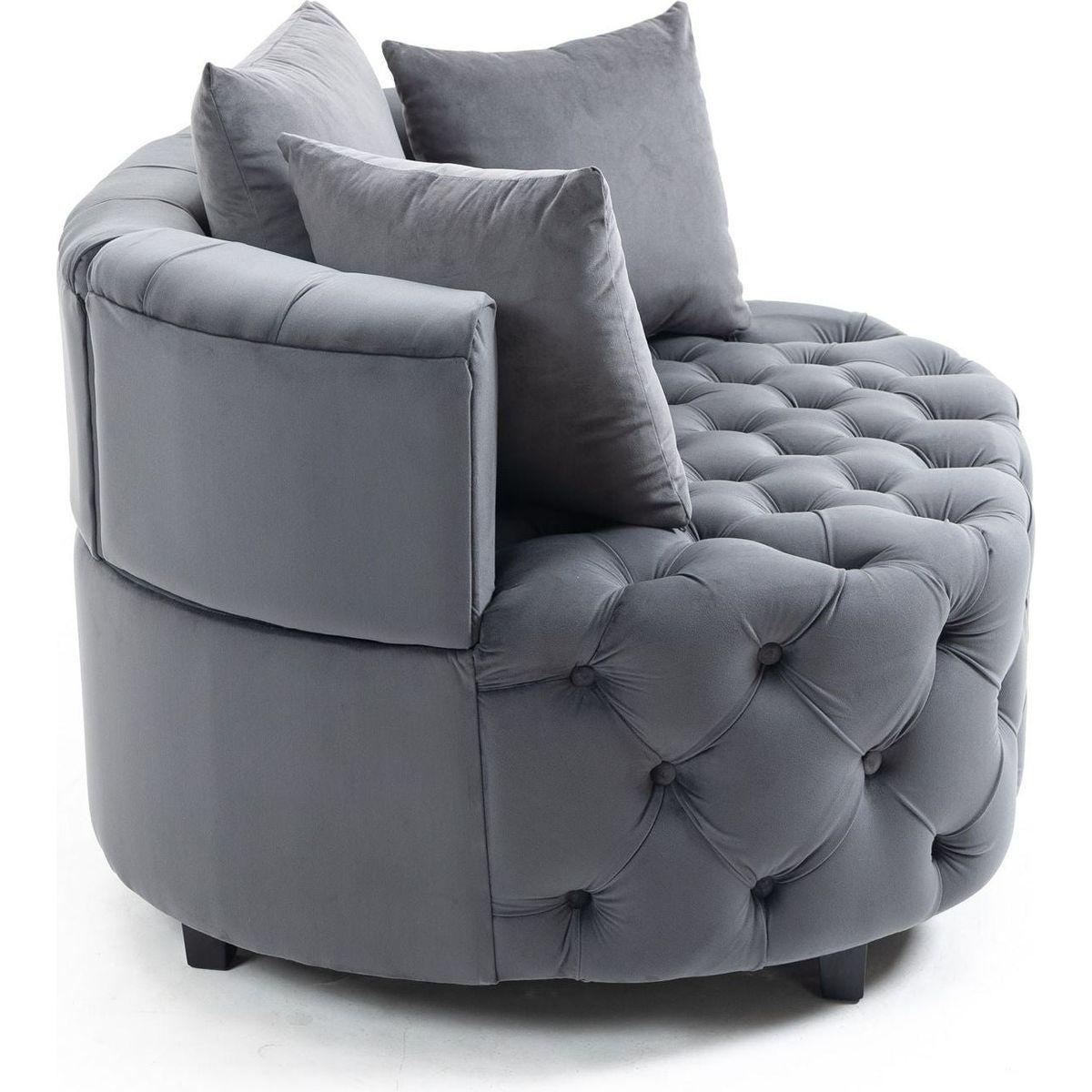 Accent Chair / Classical Barrel Chair for living room / Modern Leisure Chair (Grey)