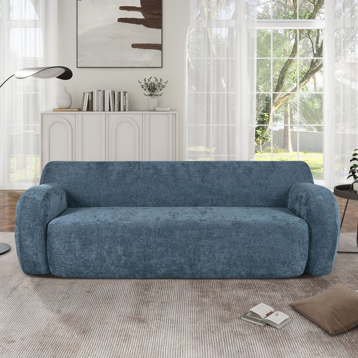 81.5" Minimalist Compression Sofa, Curved Design, 3-Seater Casual Sofa for Living Rooms, Bedrooms, and Apartments