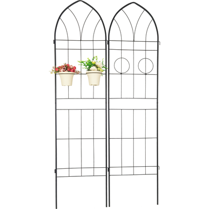 2 Pack Metal Garden Trellis 78.7" x 19.7" Rustproof Trellis for Climbing Plants Outdoor Flower Support Black