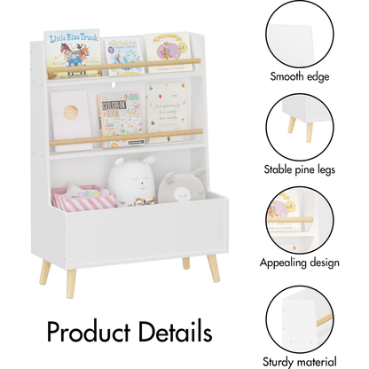Kids Bookshelf, Book and Magazine Rack, Book Organizer, toy Storage Cabinet Organizer, White