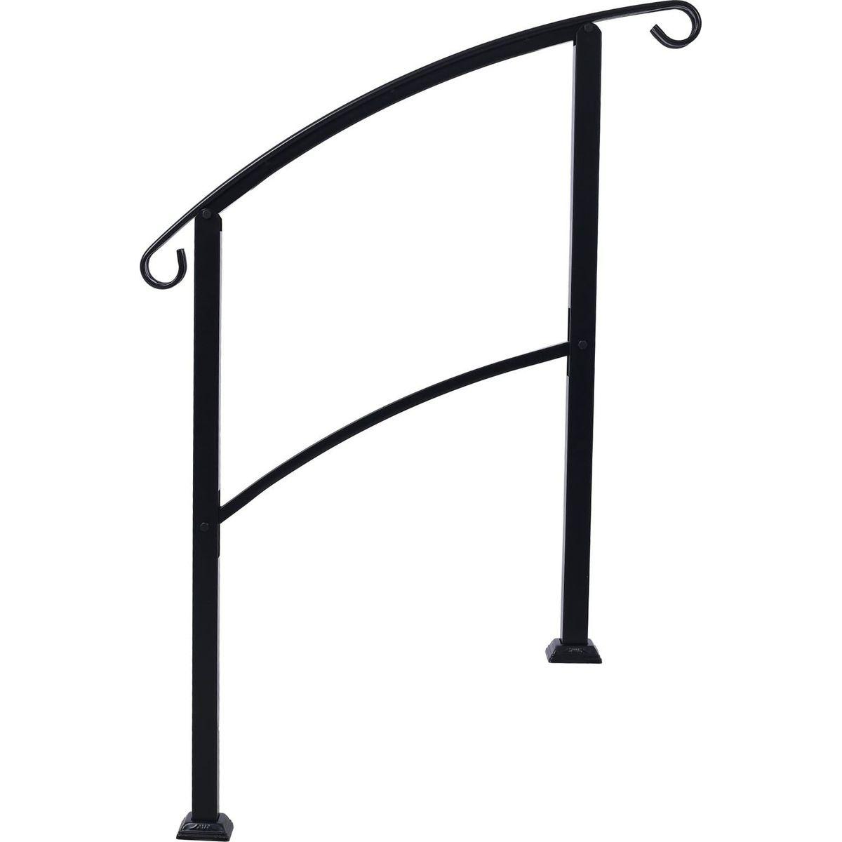 Handrails for Outdoor Steps, Fit 1 or 3 Steps Outdoor Stair Railing, White Wrought Iron Handrail, Flexible Front Porch Hand Rail, Transitional Handrails for Concrete Steps or Wooden Stairs