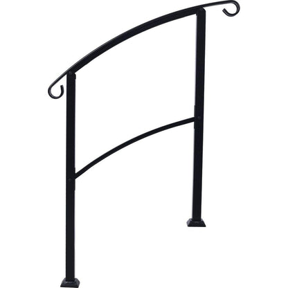 Handrails for Outdoor Steps, Fit 1 or 3 Steps Outdoor Stair Railing, White Wrought Iron Handrail, Flexible Front Porch Hand Rail, Transitional Handrails for Concrete Steps or Wooden Stairs