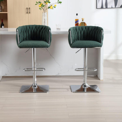 Vintage Bar Stools with Back and Footrest Counter Height Dining Chairs 2PC/SET