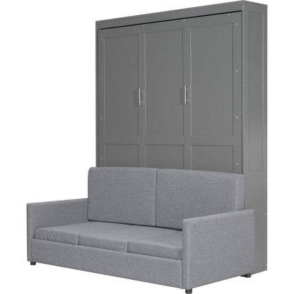 Queen Size Murphy Bed Wall Bed with Cushion,Gray