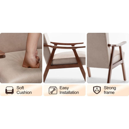 Mid-Century Modern Chair, Living Room Chair with Solid Wood Frame, Accent Chair Extra-Thick Backrest, Wingback Chair for Bedroom, Reading Room, Living Room, Lounge Chair Indoor