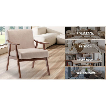 Mid-Century Modern Chair, Living Room Chair with Solid Wood Frame, Accent Chair Extra-Thick Backrest, Wingback Chair for Bedroom, Reading Room, Living Room, Lounge Chair Indoor